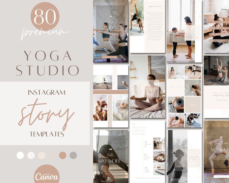 Yoga Instagram Post and Story Template Bundle, Wellness Social Media ...