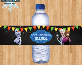 Frozen Water Bottle Labels, Water Bottle stickers, Birthday party decor digital template
