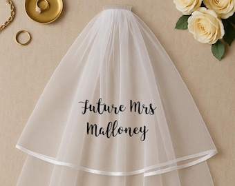 Personalised Hen Party Veil | Bride To Be Veil | Custom Bridal Veil with Wording | Future Mrs Accessory | Free UK Tracked Delivery