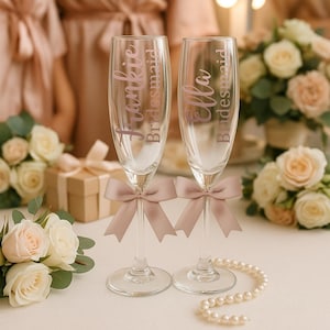 Personalised Bridesmaid Champagne Flute | Custom Name & Role Glass | Bridesmaid Proposal Gift | Wedding Morning Favour