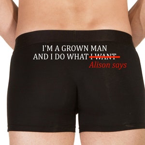 Personalised Funny Men’s Boxer Briefs | Novelty Underwear Gift for Husband, Boyfriend or Partner | Valentine’s, Birthday or Anniversary