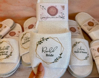 Bridesmaid Slippers | Personalised Open Toe Slippers | Adult and Child sizes | Bride Slippers | Spa Slippers | Botanical | Bridesmaid Gift