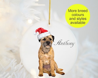 Border Terrier Dog Tree Ornament | Personalised Dog Christmas Tree Decoration | Christmas Bauble | Puppy's First Christmas | Pet Keepsake