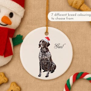 German Shorthaired Pointer Dog Christmas Ornament – Personalised Festive Bauble with Santa Hat & Name