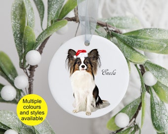 Papillon Dog Tree Ornament | Personalised Christmas Gift | Christmas Décor | Bauble | Keepsake | Custom Bauble | Dog Lover Bauble