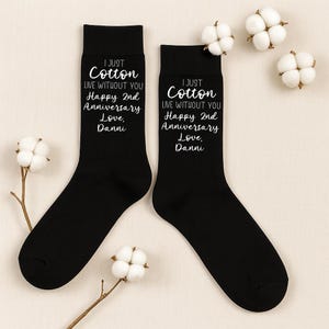 Personalised Cotton Anniversary Socks | 2nd Anniversary Gift for Him | Men’s Black Cotton Rich Ankle Socks in UK sizes 6-14
