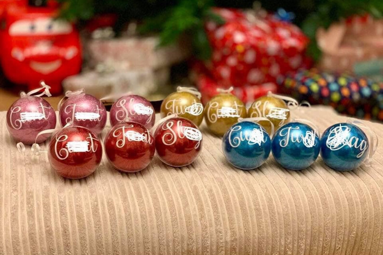 Glitter Christmas Tree Baubles set of THREE Rude Funny Etsy