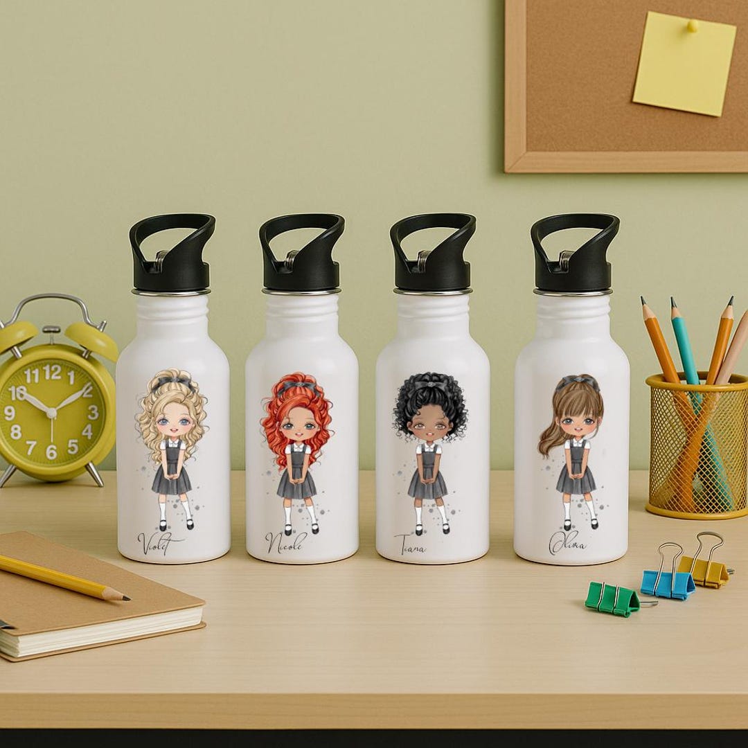 Personalised Girls Water Bottle | Custom Stainless Steel Bottle With ...