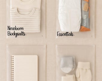 Personalised Hospital Bag Organiser | Maternity Essentials Pouch | Baby Shower Gift for Mum to Be | Labour & Baby Outfit Bag