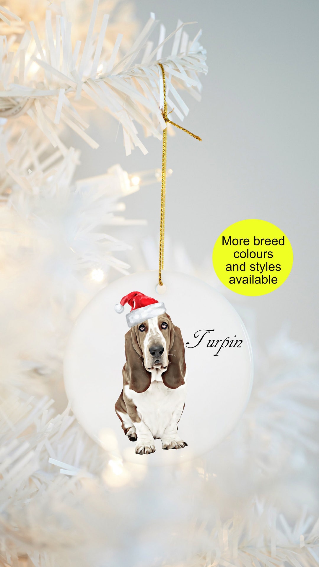Basset Hound Dog Tree Ornament Personalised Dog Christmas Tree