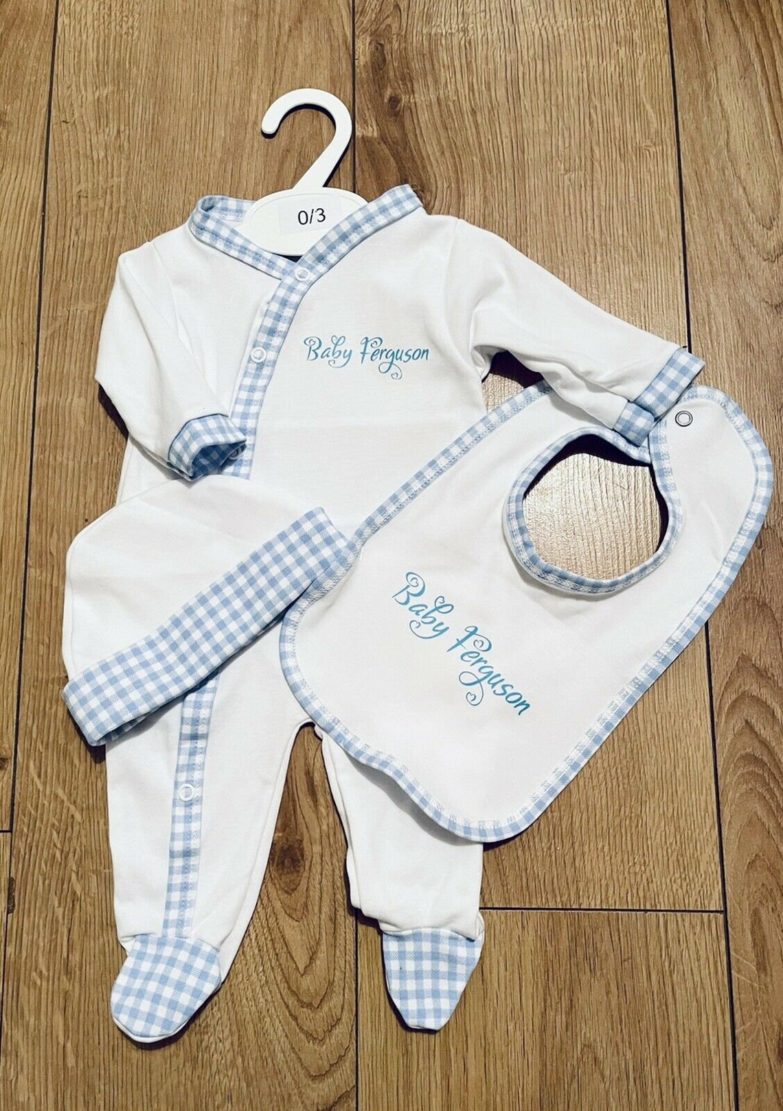 Personalised New Baby Gift Set Sleepsuit Baby Grow Bib Hat Boy Etsy
