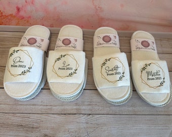 Prom Slippers | Personalised Open Toe Spa Slippers | Getting ready for Prom | Prom gift