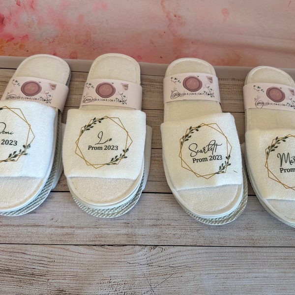 Prom Slippers | Personalised Open Toe Spa Slippers | Getting ready for Prom | Prom gift