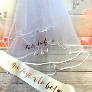 Veil and Sash Hen Party Set Personalised Matching Set Hen Accessories Hen Do Bride to be Bride Sash Bride Veil Hen Night image 6