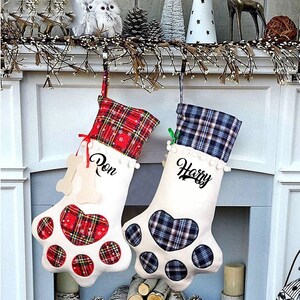 Pet Stocking | Gift for The Dog | Cat Stocking | Personalised Dog Stocking | Pet Gift | Tartan Paw Stocking | Custom Christmas Pet Gift