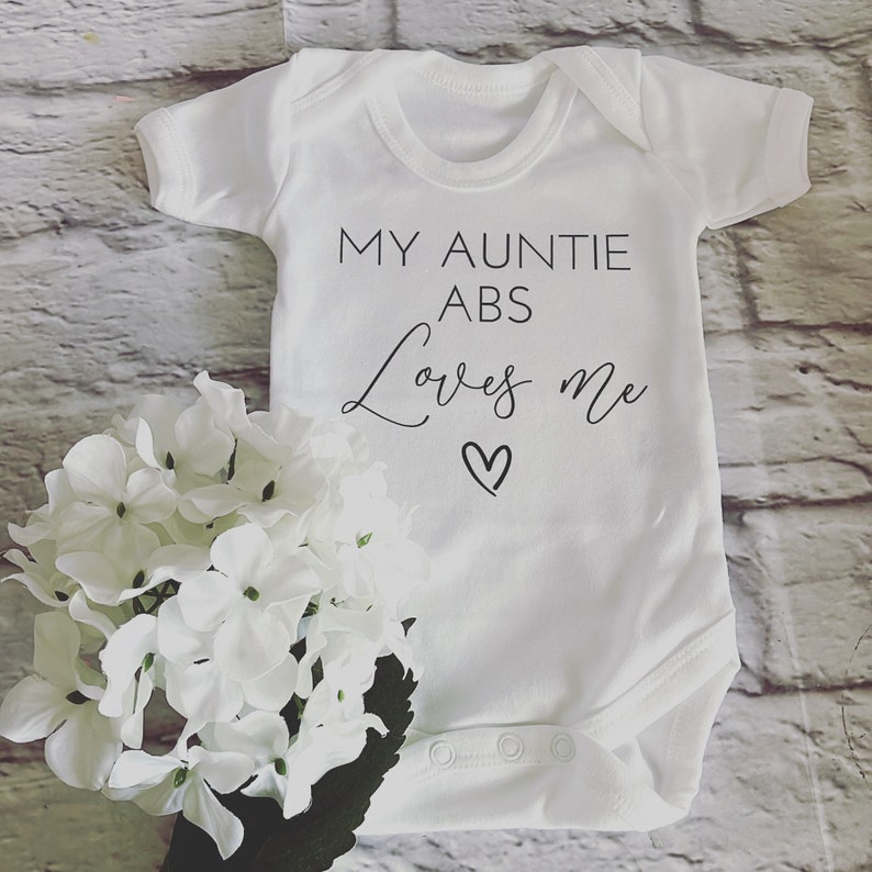 My Auntie Loves Me bodysuit | Personalised baby vest | White babygrow | I love my auntie | Auntie gift | Niece Nephew Godmother Gift 