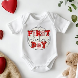 My First Valentine&#39;s Day Bodysuit | baby vest | Valentine babygrow | New Baby | Baby Shower Gift | Valentines day | Unisex | Boy Girl