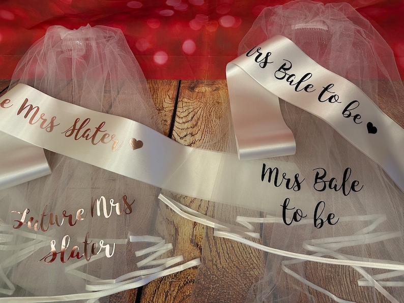 Veil and Sash Hen Party Set Personalised Matching Set Hen Accessories Hen Do Bride to be Bride Sash Bride Veil Hen Night image 9