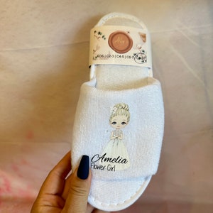 Flower Girl Slippers | Personalised Open Toe Spa Slippers | Child sizes from age 2 | Junior Bridesmaid Gift | Special Flower Girl Gift
