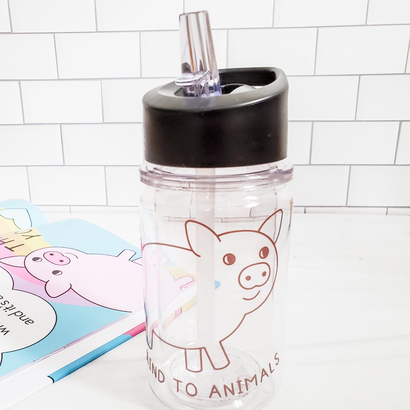 Vegan Kids Water Bottle Cute Animal Illustration BPA Free Etsy UK