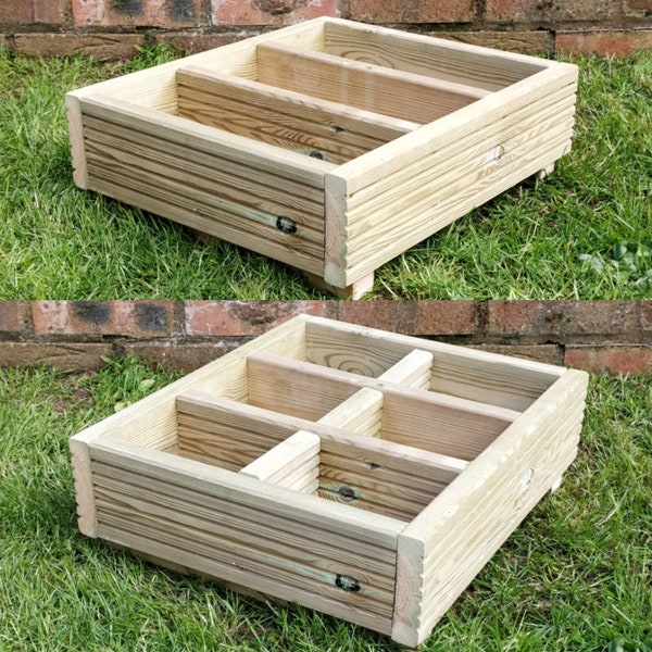 Wooden herb planter with sections - herbs - homegrown - ideal gift - growyourown - wooden planter