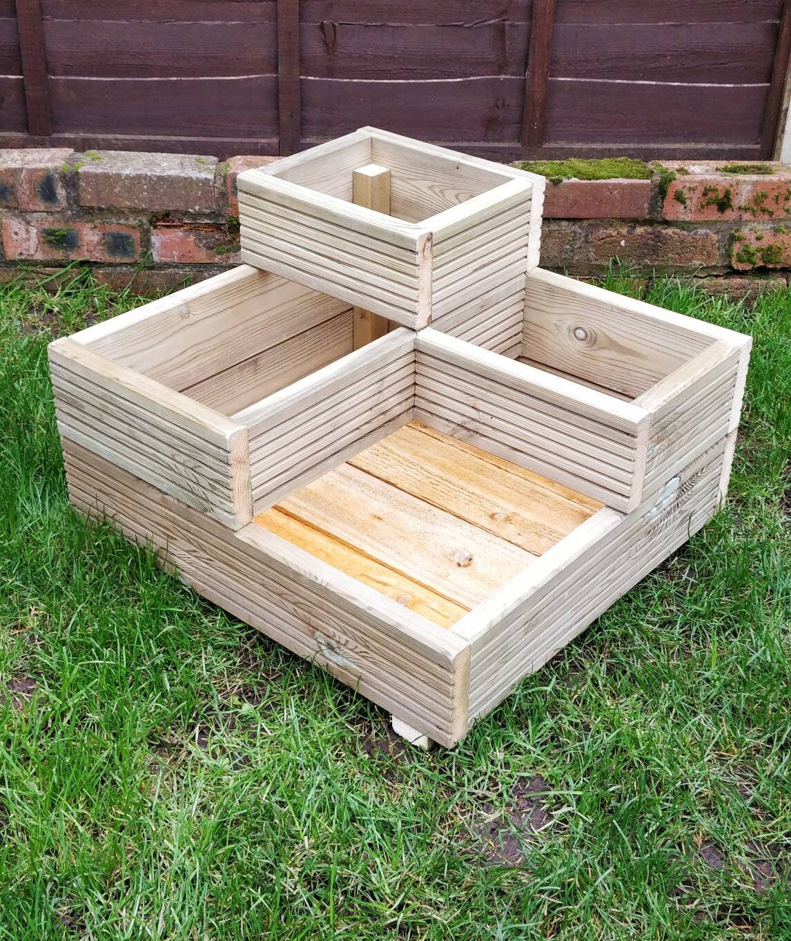 3 Tier wooden corner planter Etsy