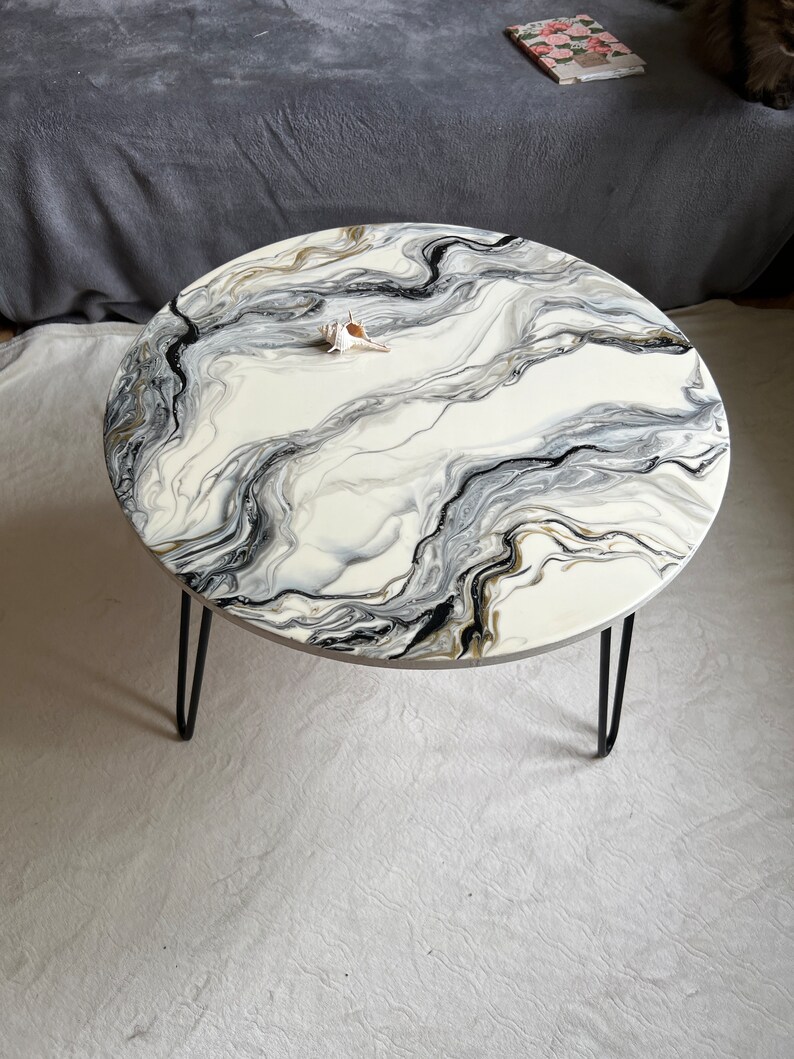 Epoxy Marble Table Cream & Gold Geode Table White Epoxy Table Etsy