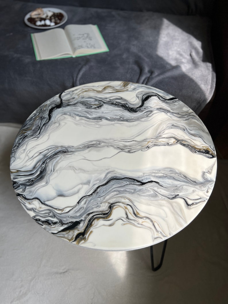 Epoxy Marble Table Cream & Gold Geode Table White Epoxy Table Etsy