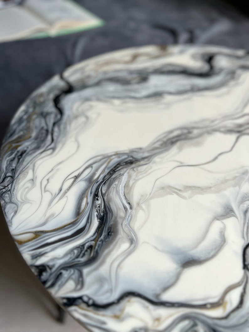 Epoxy Marble Table Cream & Gold Geode Table White Epoxy Table Etsy