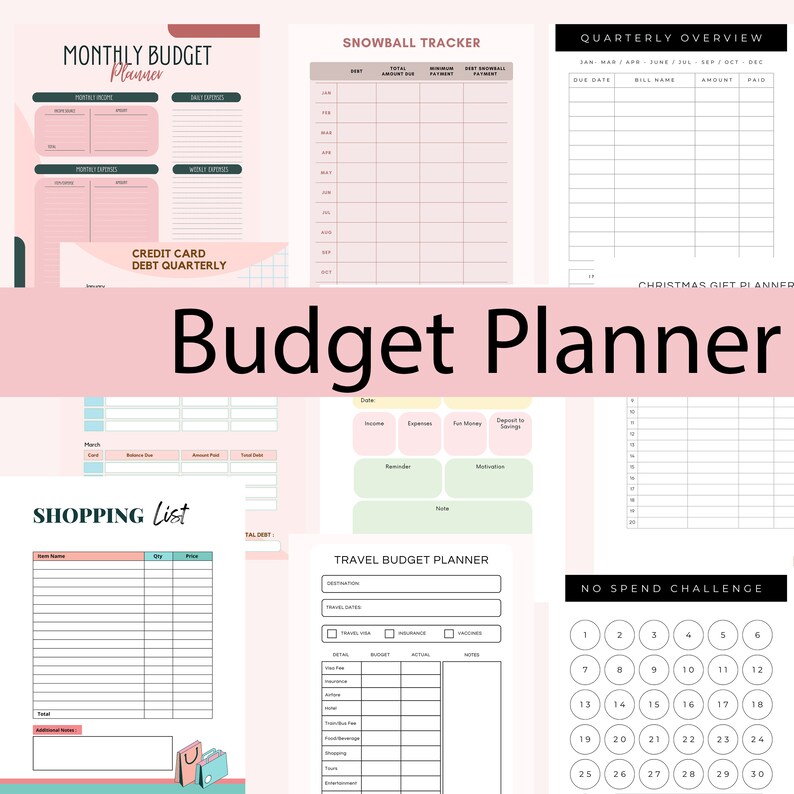 Budget Planner - Printable Monthly Budget Planner, Credit Card Debt ...