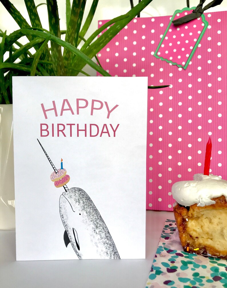 Narwhal Happy Birthday Printable Birthday Card, Instant Download ...