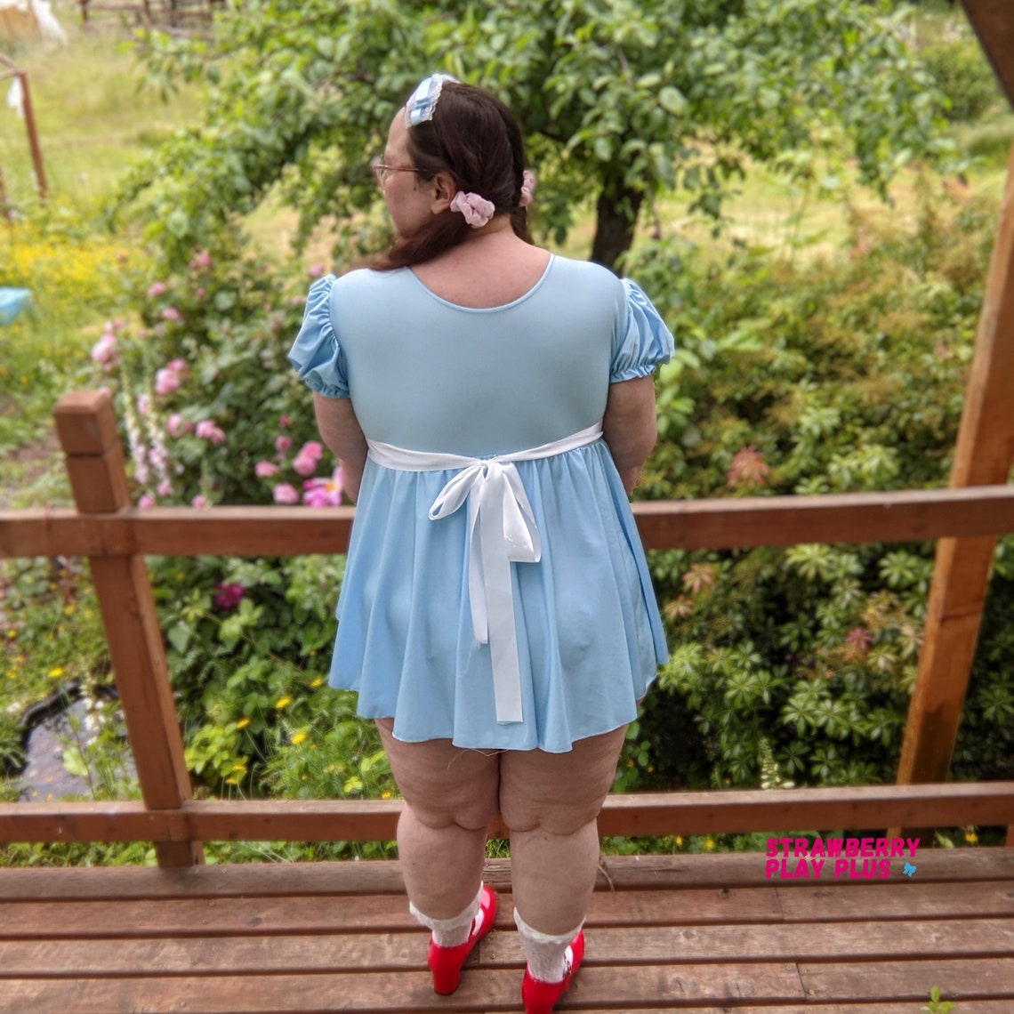 Plus Size ABDL Ageplay Dress Baby Blue and White Short Ballet | Etsy Polska