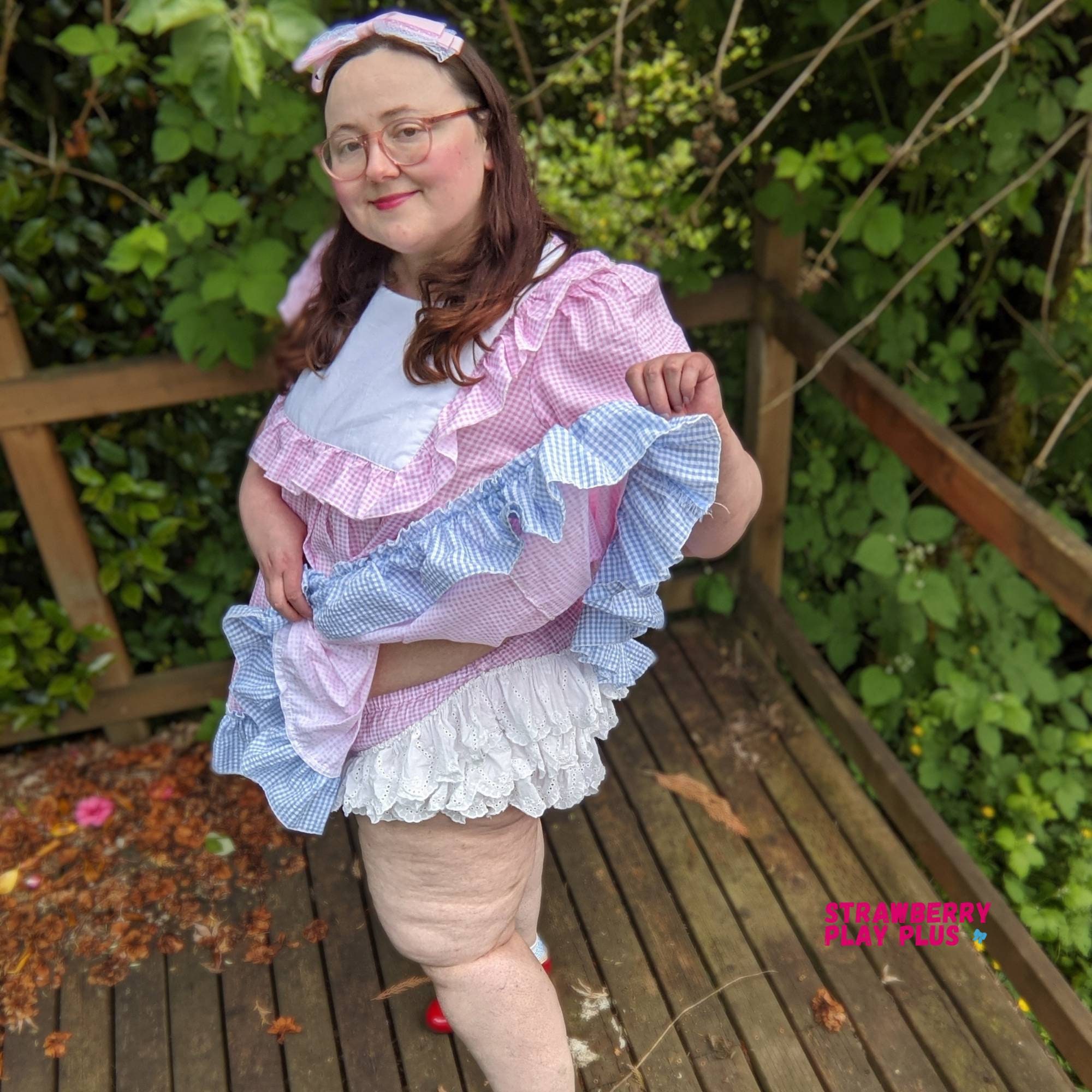 Pink and Blue Plaid Adult ABDL Dress and Ruffle Bloomers Set Etsy UK