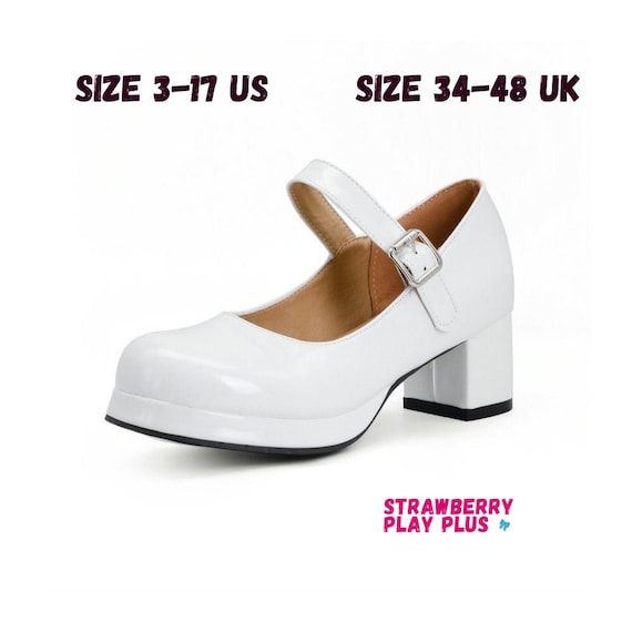 Pure White Mary Jane Lolita Heels in 