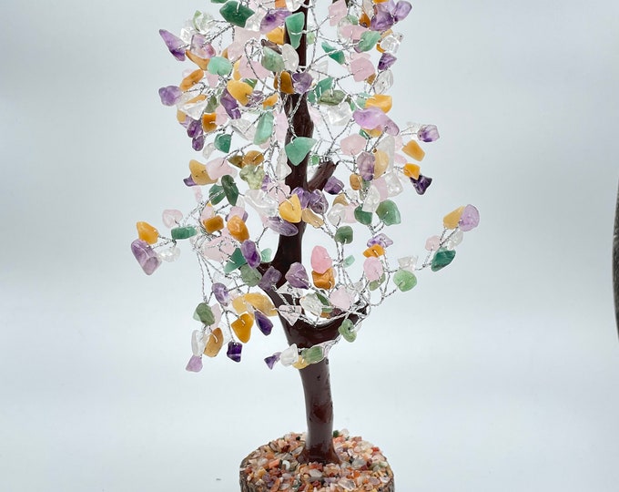 Hand made Tree with Rose quartz and other stones