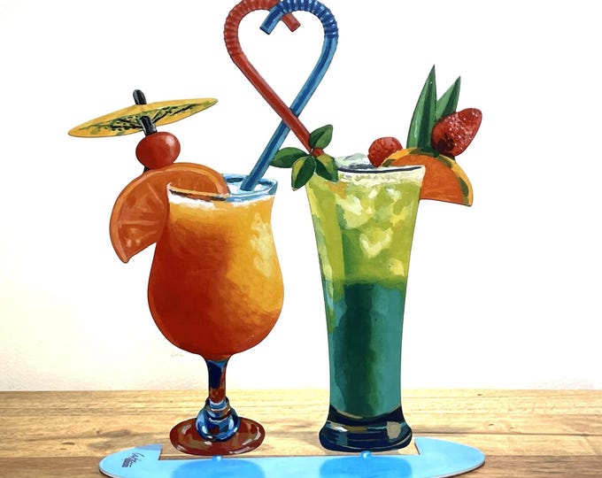 David Gerstein hand made Pop art metal sculpture   " A Pleasant Meeting "