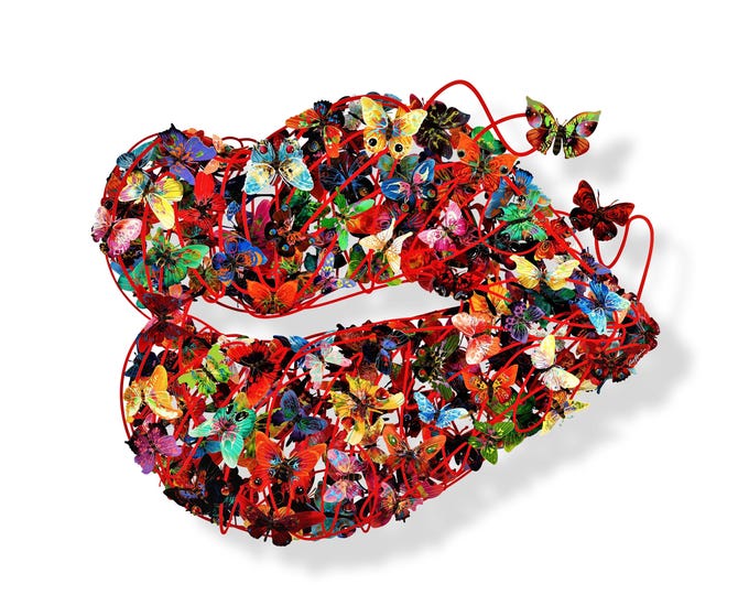 David Gerstein Pop Art handmade metal sculpture Limited Edition "Burning Lips "