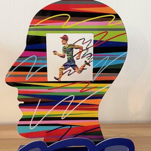 David Gerstein Pop art hand made metal sculpture  Heads---&quot; Runner &quot;