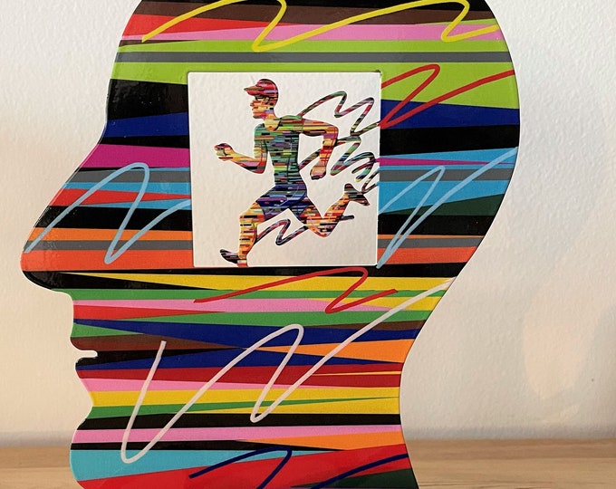 David Gerstein Pop art hand made metal sculpture  Heads---" Runner "