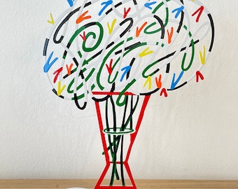 David Gerstein Pop art metal  sculpture   Tree  " White Bouquet  "