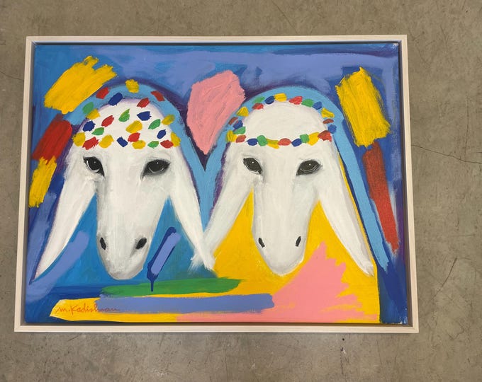Menashe Kadishman ORIGINAL WORK " sheep " oil on canvas size 32*24 in  60*80 cm  c.1982