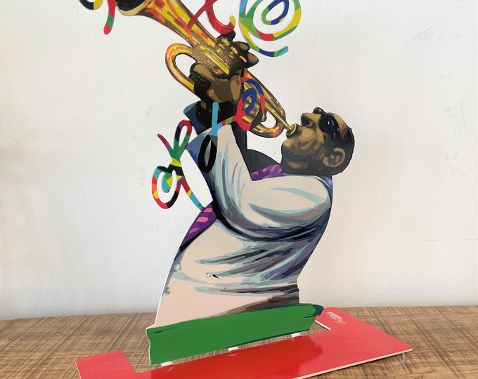 David Gerstein Pop art hand-made metal  sculpture  ---Musicians  "Trumpet  Player  "
