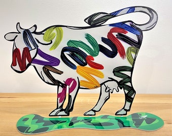 David Gerstein Pop art hand made metal sculpture- -Cow " NAVA "