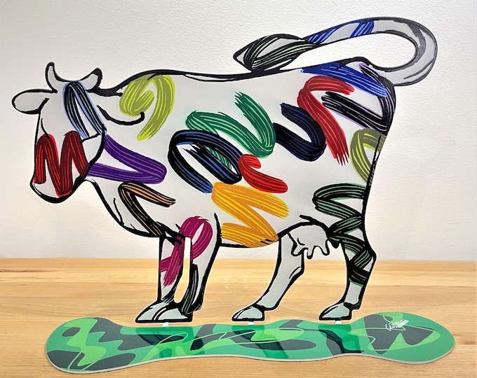 David Gerstein Pop art hand made metal sculpture- -Cow " NAVA "