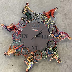 David Gerstein Pop art hand made Metal sculpture &quot; City Ride Time Clock &quot;