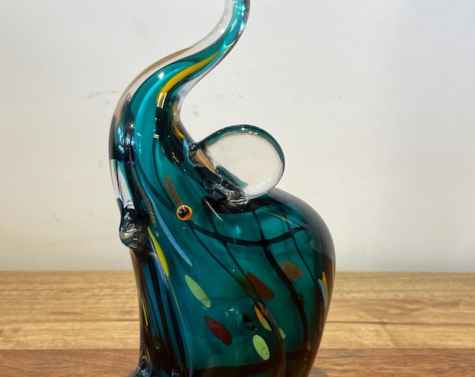 Murano hand-made stained glass sculpture  " Elephant "