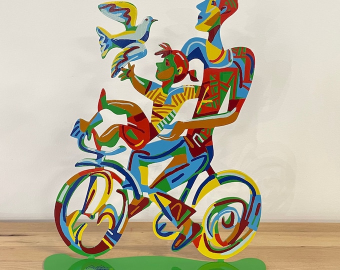 David Gerstein Pop art hand made metal sculpture ---- riders  " Weekend ride "