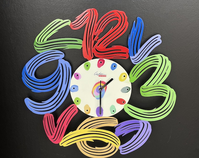 David Gerstein Pop art hand-made metal sculpture  " Art T Time " Clock