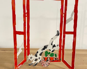 David Gerstein Pop art hand made metal  sculpture  Window "Back Home"