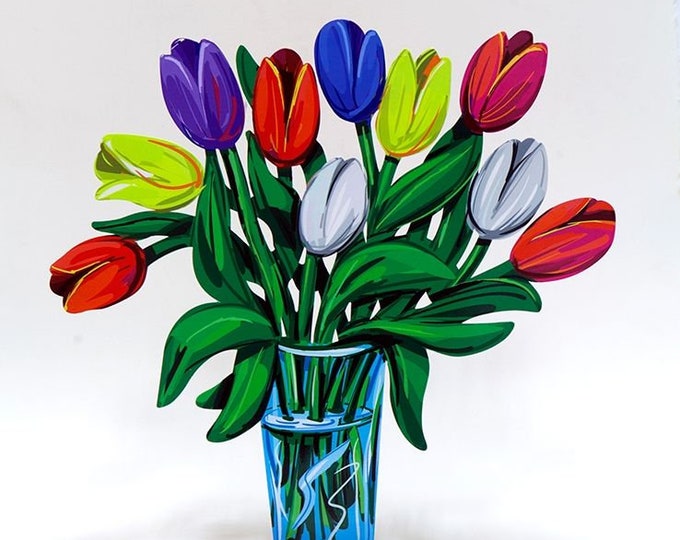 David Gerstein Pop art hand-made metal  sculpture Flowers   " Tulips"